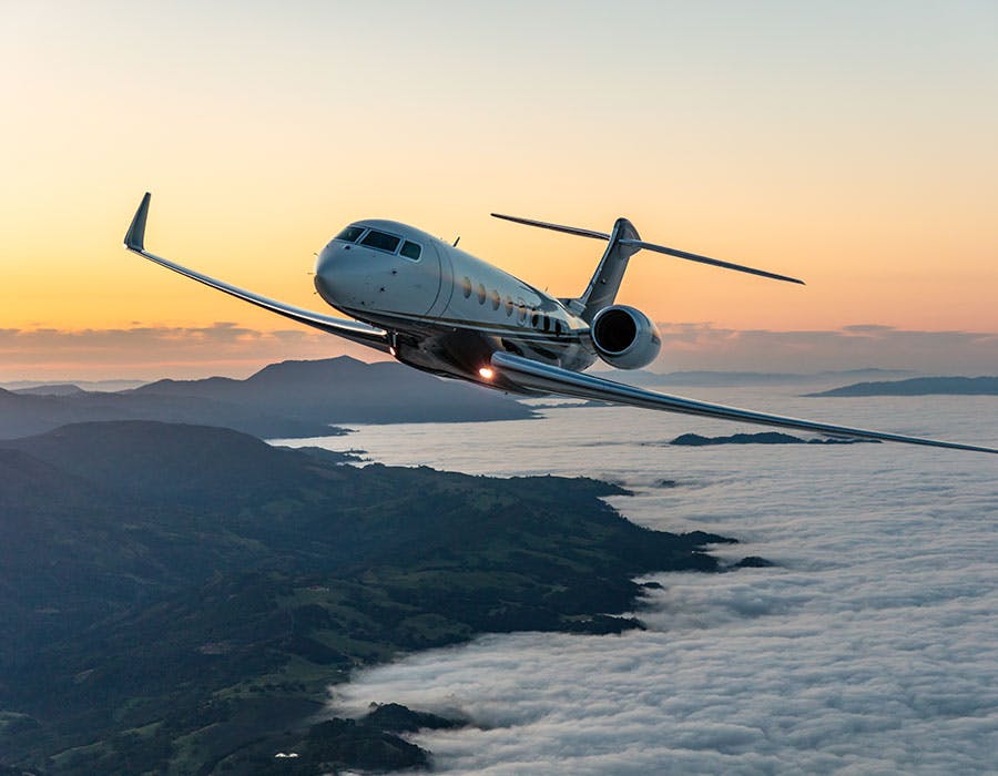 Commercial aircraft in flight